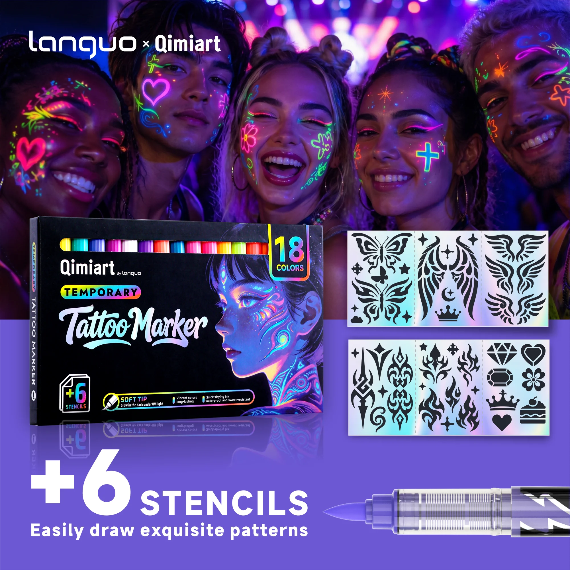 LANGUO 18 Colors Direct Liquid UV Fluorescent Markers Soft Tip Glow in Dark for DIY Graffiti Drawing School Supplies Stationery
LANGUO 18 Colors Direct Liquid UV Fluorescent Markers Soft Tip Glow in Dark for DIY Graffiti Drawing School Supplies Stationery