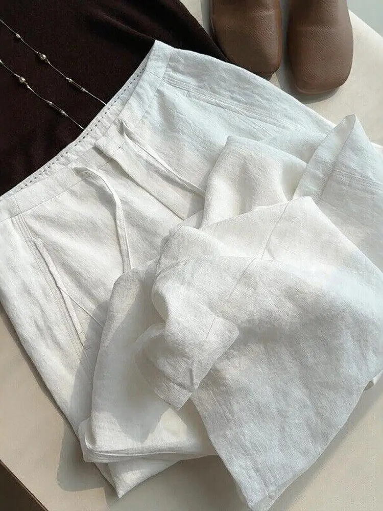 High Waist Drawstring Wide Leg Pants Women's Straight Leg Linen Trousers Outlet Simple Color Casual Pants
High Waist Drawstring Wide Leg Pants Women's Straight Leg Linen Trousers Outlet Simple Color Casual Pants