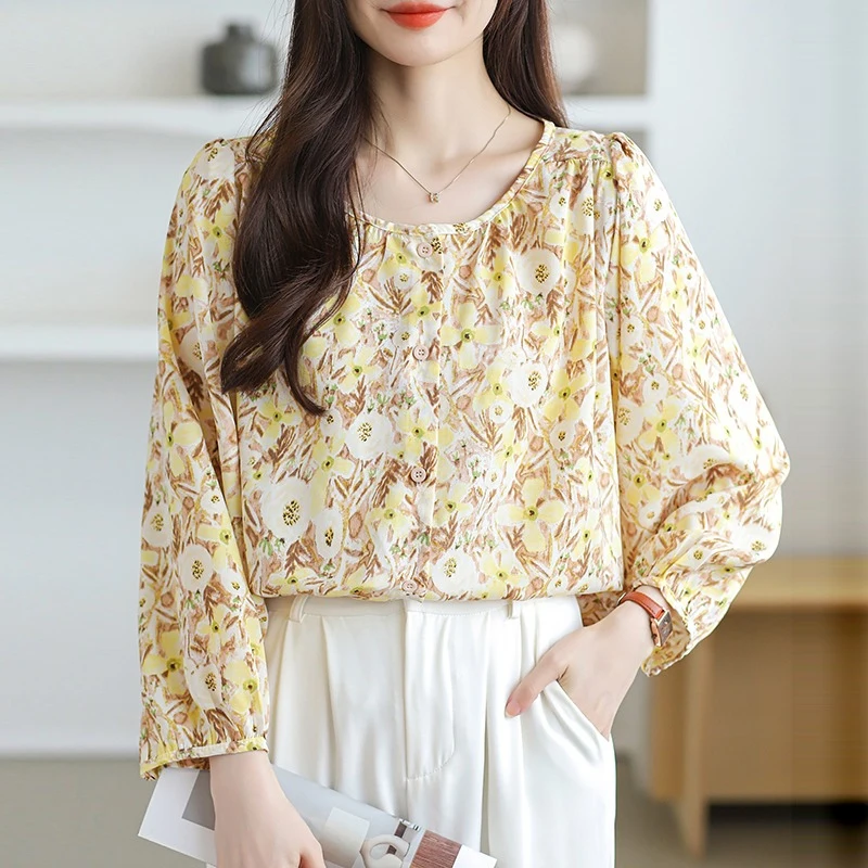 Summer Printed Women Chiffon Shirt New Korean Fashion O Neck Blusas Mujer Simple Casual Blouse 2025 Elegant Female Loose Tops
Summer Printed Women Chiffon Shirt New Korean Fashion O Neck Blusas Mujer Simple Casual Blouse 2025 Elegant Female Loose Tops