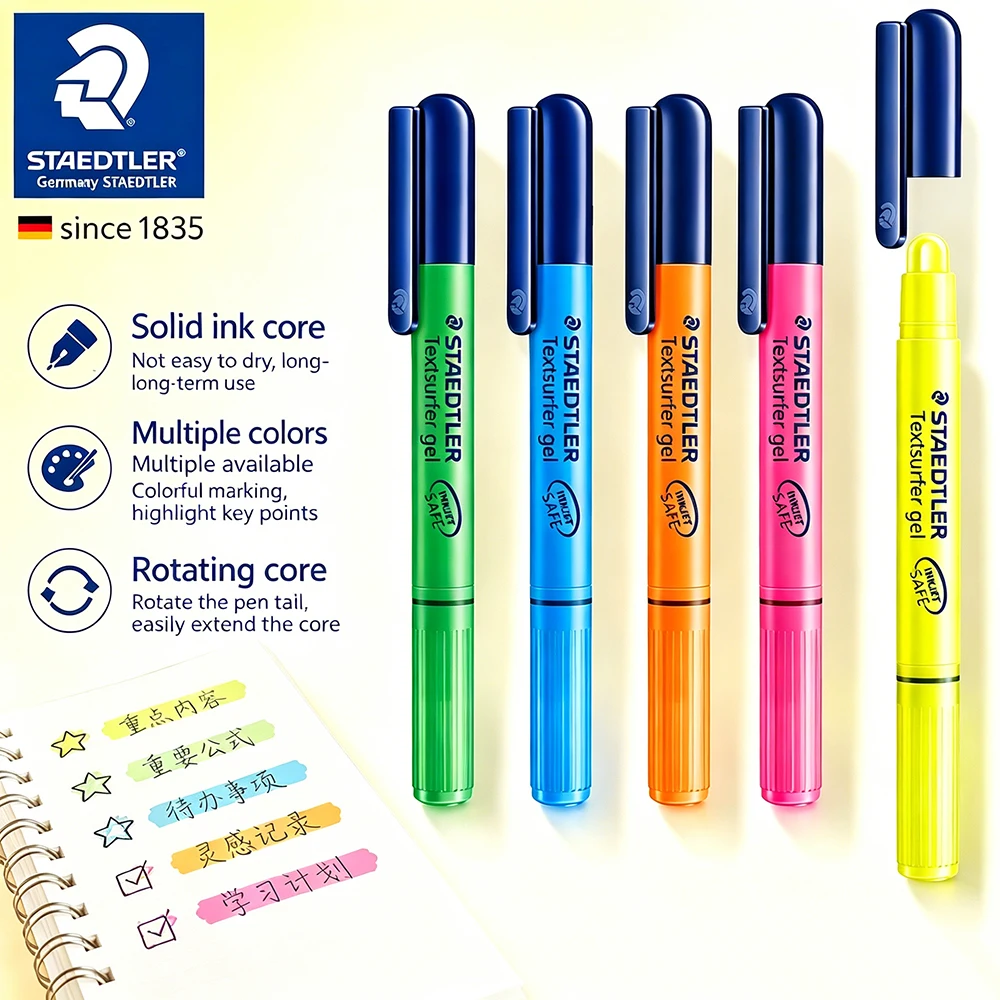 1pcs STAEDTLER 264 Gel Highlighter Pen Textsurfer Rotating Lipstick Gel Marker Solid Fluorescent Yellow Green Blue Rose Orange
1pcs STAEDTLER 264 Gel Highlighter Pen Textsurfer Rotating Lipstick Gel Marker Solid Fluorescent Yellow Green Blue Rose Orange