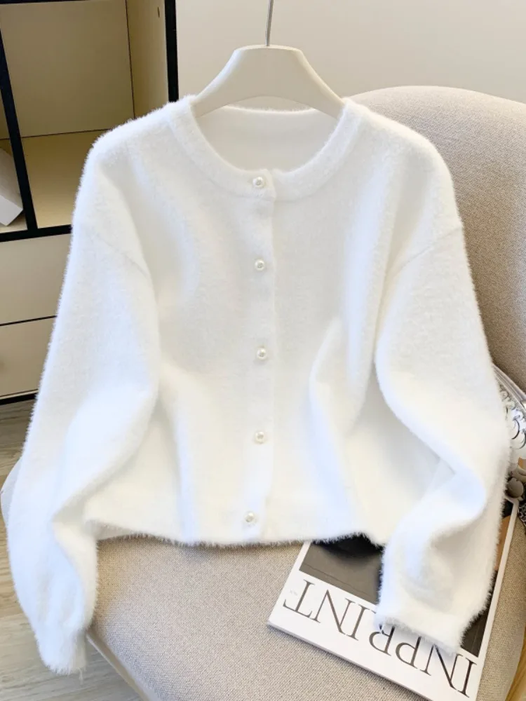Thiened вязаный бархатный свитер на пуговицах из искусственной норки, пальто для женщин, осень-зима, маленький размер, молочно-белый открытый кардиган, топ
Thiened вязаный бархатный свитер на пуговицах из искусственной норки, пальто для женщин, осень-зима, маленький размер, молочно-белый открытый кардиган, топ