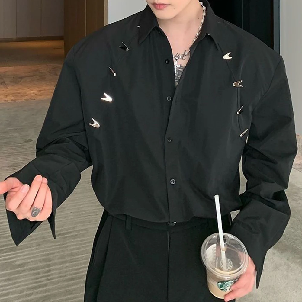 Mens Y2k Metal Buckle Casual Long-Sleeved Shirts Genderless Fashion Personality Niche Youth Versatile Solid Color Tops Unisex
Mens Y2k Metal Buckle Casual Long-Sleeved Shirts Genderless Fashion Personality Niche Youth Versatile Solid Color Tops Unisex