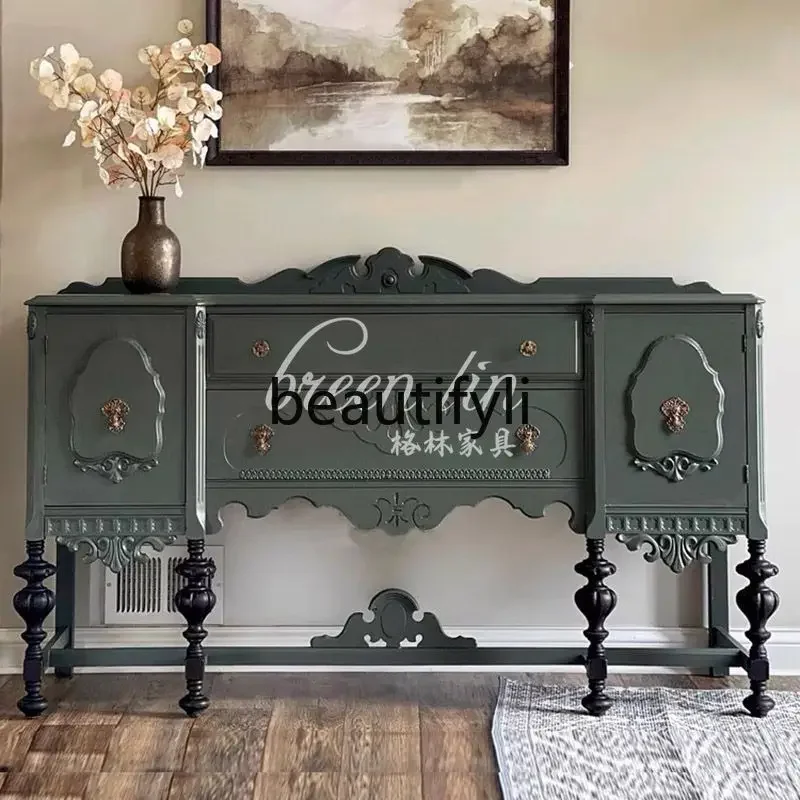 French retro solid wood entrance decorative cabinet carved dining side cabinet living room storage side cabinet6220
French retro solid wood entrance decorative cabinet carved dining side cabinet living room storage side cabinet6220