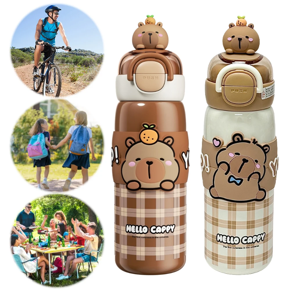 520ml Capybara Anime Kawaii Sports Water Bottle Stainless Steel Cute Girl Milk Bottle with Lid & Silicone Straw for Kids & Girls
520ml Capybara Anime Kawaii Sports Water Bottle Stainless Steel Cute Girl Milk Bottle with Lid & Silicone Straw for Kids & Girls