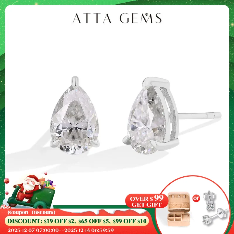 ATTAGEMS D VVS1 Color Pear Cut 1CT 1.5CT Moissanite Stud Earrings for Women 100% S925 Sterling Silver Engagement Wedding Jewelry
ATTAGEMS D VVS1 Color Pear Cut 1CT 1.5CT Moissanite Stud Earrings for Women 100% S925 Sterling Silver Engagement Wedding Jewelry