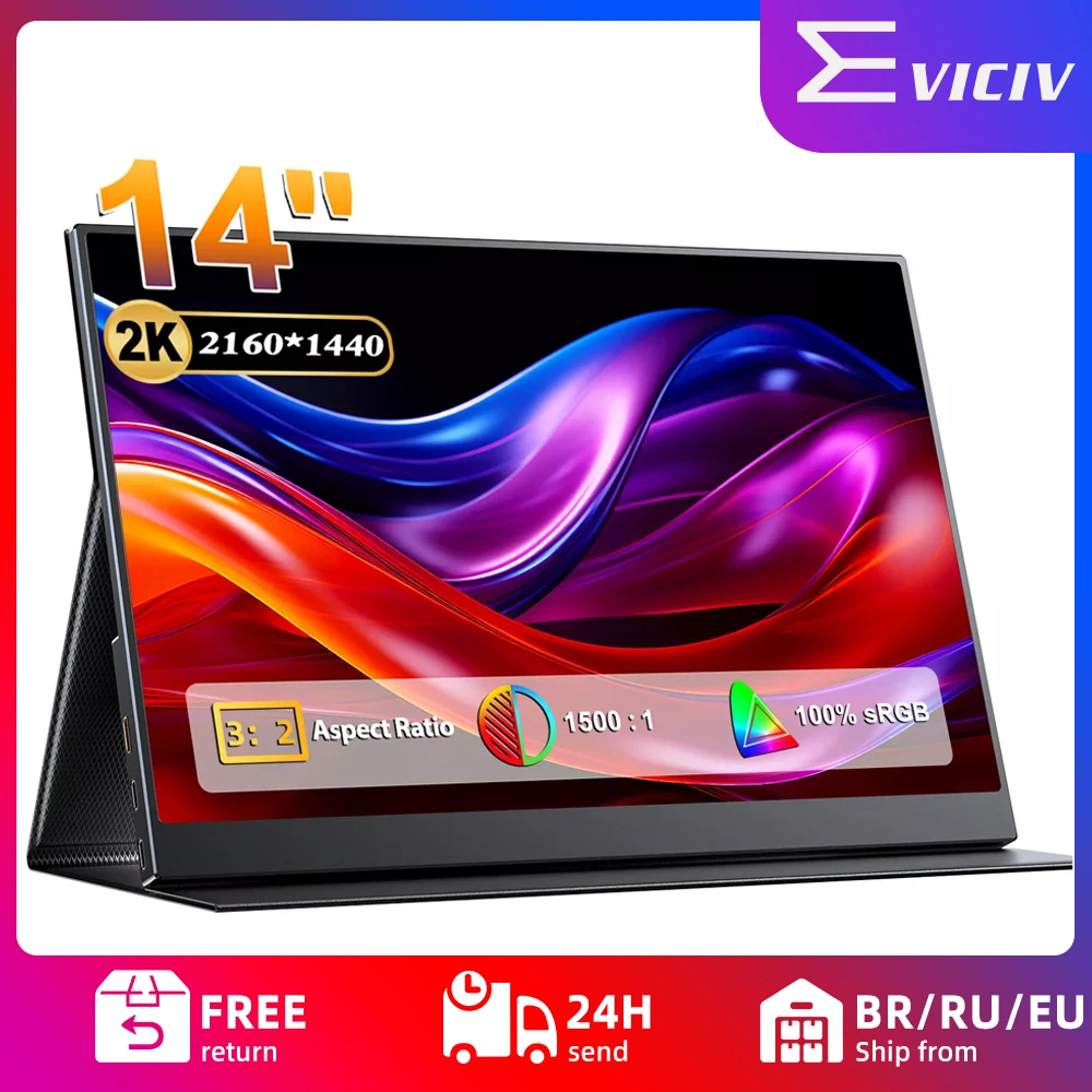 EVICIV 14" 2K 3:2 QHD IPS Portable Monitor Dual USB C HDMI Second Computer Gaming Display for Laptop PS4/5 PC Phone Xbox Switch
EVICIV 14" 2K 3:2 QHD IPS Portable Monitor Dual USB C HDMI Second Computer Gaming Display for Laptop PS4/5 PC Phone Xbox Switch