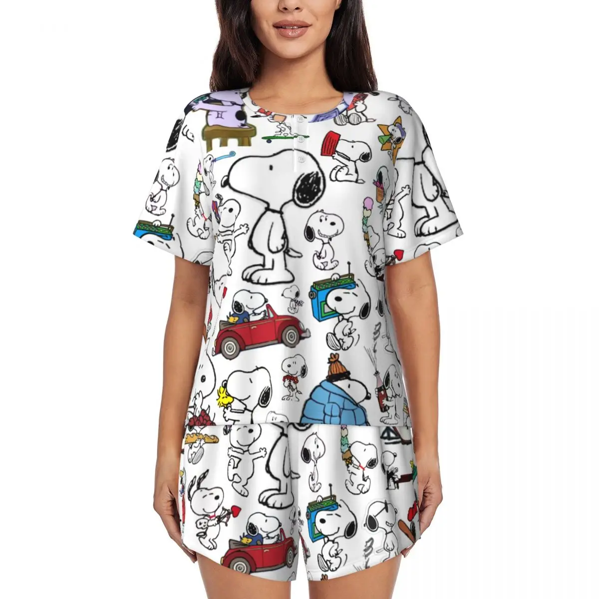 Custom Manga Snoopy Woodstock Pajamas Set Women 2-Piece Short Sleeve Cartoon Dog Sleepwear Loungewear PJS Shorts Sets
Custom Manga Snoopy Woodstock Pajamas Set Women 2-Piece Short Sleeve Cartoon Dog Sleepwear Loungewear PJS Shorts Sets
