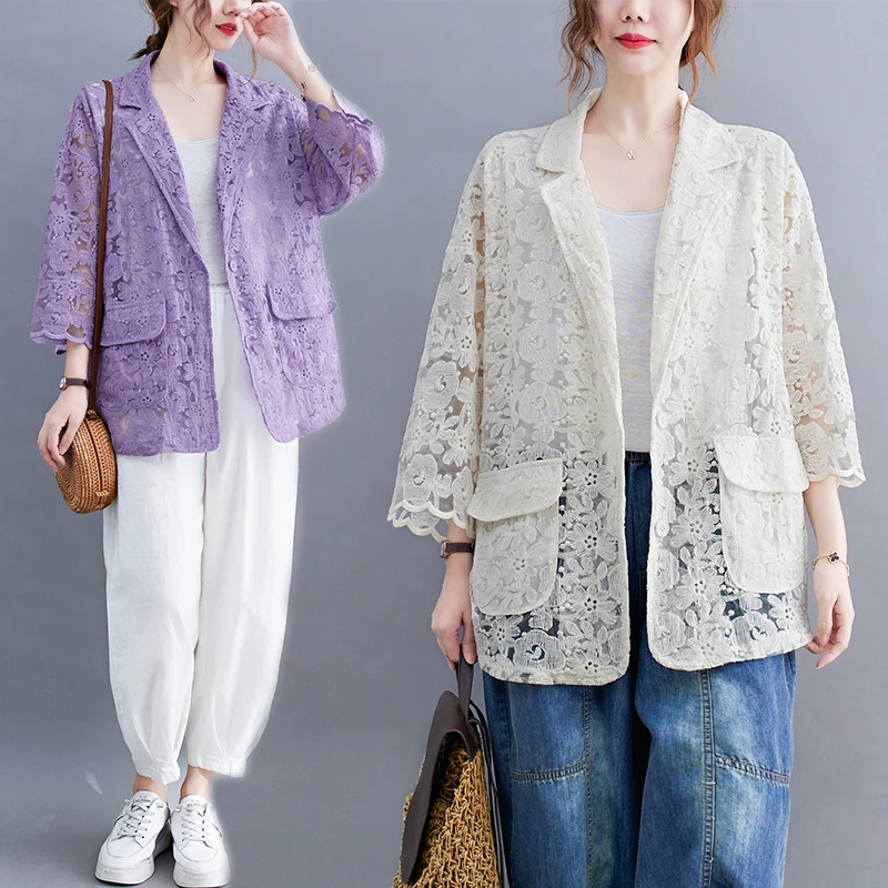 Spring Summer Blazer Suit Jacket Women's Clothing 2022 New Fashion Literary Lace Embroidery Slimming Sunscreen Clothing bd36
Spring Summer Blazer Suit Jacket Women's Clothing 2022 New Fashion Literary Lace Embroidery Slimming Sunscreen Clothing bd36