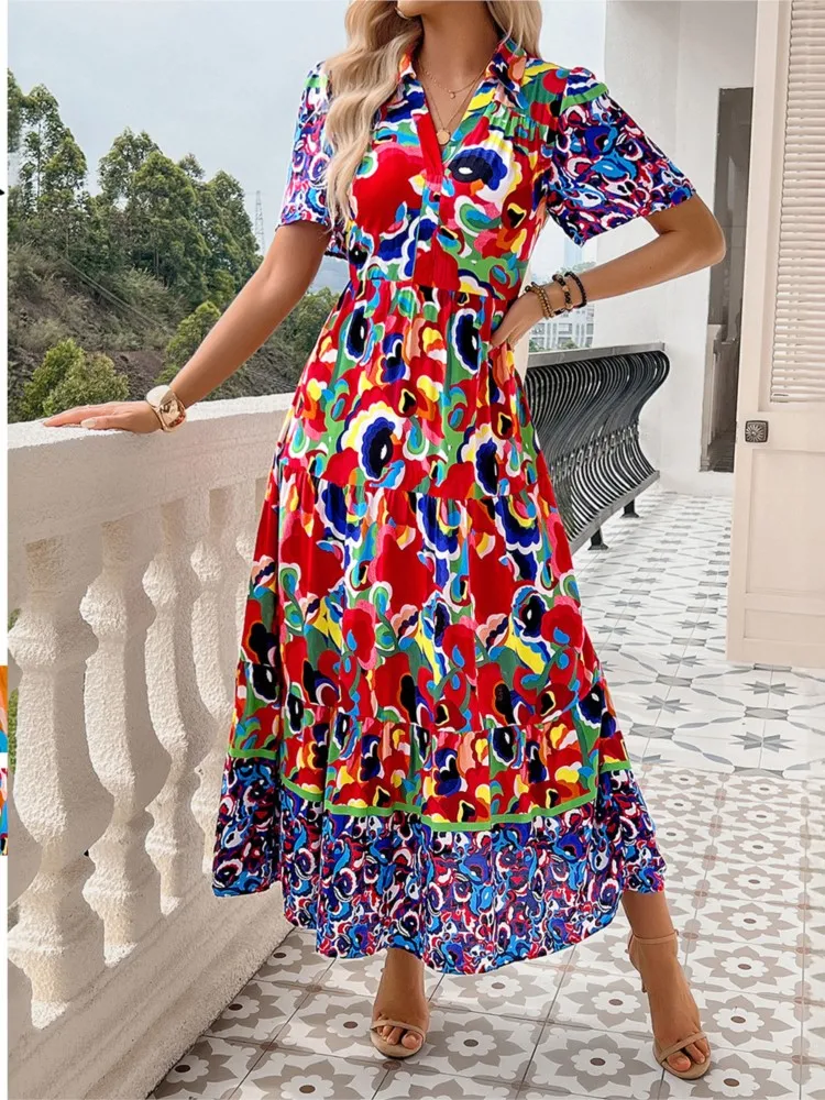 New Fashion Casual Style Printed Long Dress 2025 Summer Elegant Beach Vacation V-neck Holiday Vestidos Patchwork A-line Dresses
New Fashion Casual Style Printed Long Dress 2025 Summer Elegant Beach Vacation V-neck Holiday Vestidos Patchwork A-line Dresses