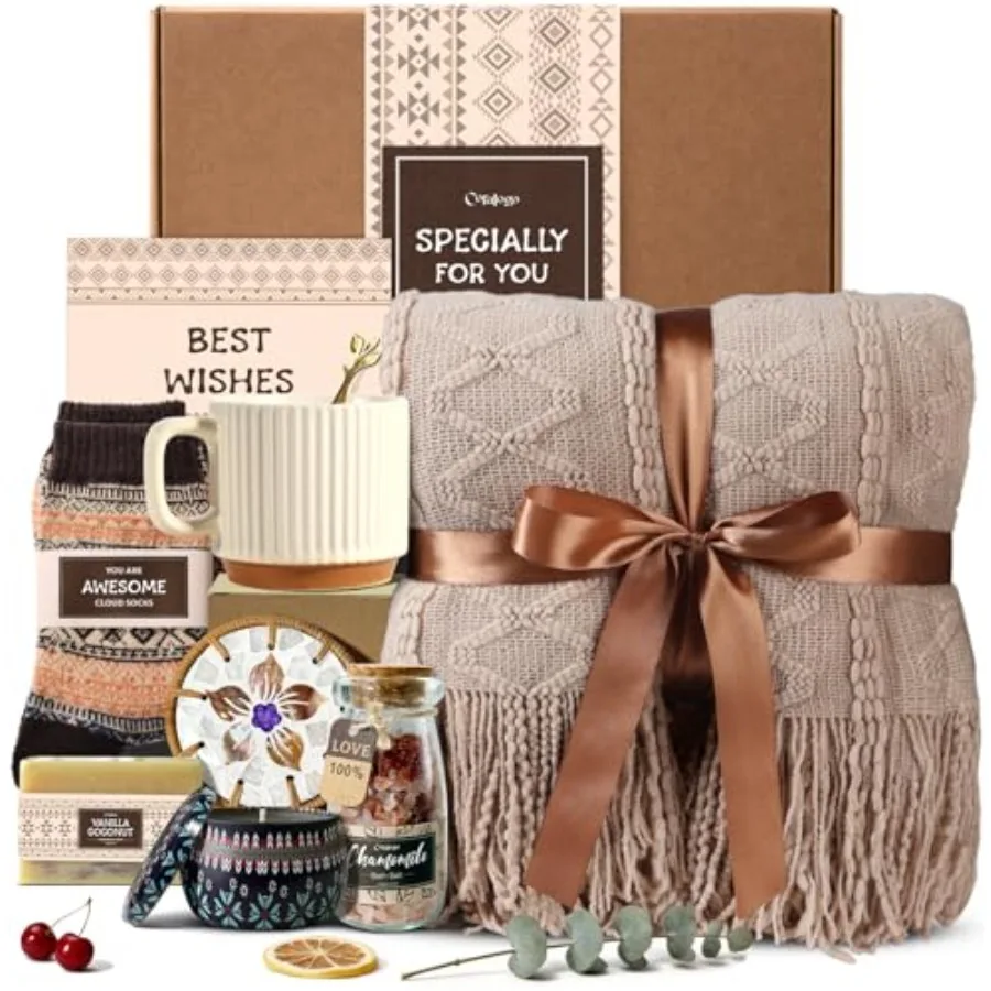 Mothers Day Gift Bakset for Women - Unique Spa Bohemian Basket with Soft Blanket Warm Socks Blank Card Boho Gifts for Women Bir
Mothers Day Gift Bakset for Women - Unique Spa Bohemian Basket with Soft Blanket Warm Socks Blank Card Boho Gifts for Women Bir