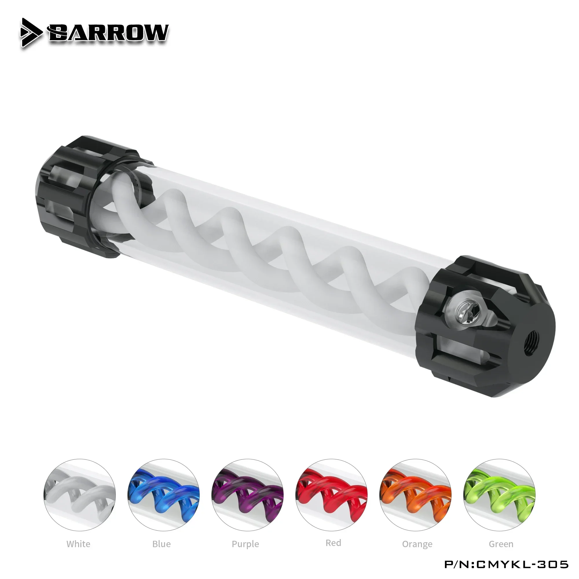 Barrow CMYKL-305 Composite Type Reservoirs Aluminum Alloy Cover + Acrylic Body Multiple Color Spiral 305mm, water cooling kit
Barrow CMYKL-305 Composite Type Reservoirs Aluminum Alloy Cover + Acrylic Body Multiple Color Spiral 305mm, water cooling kit