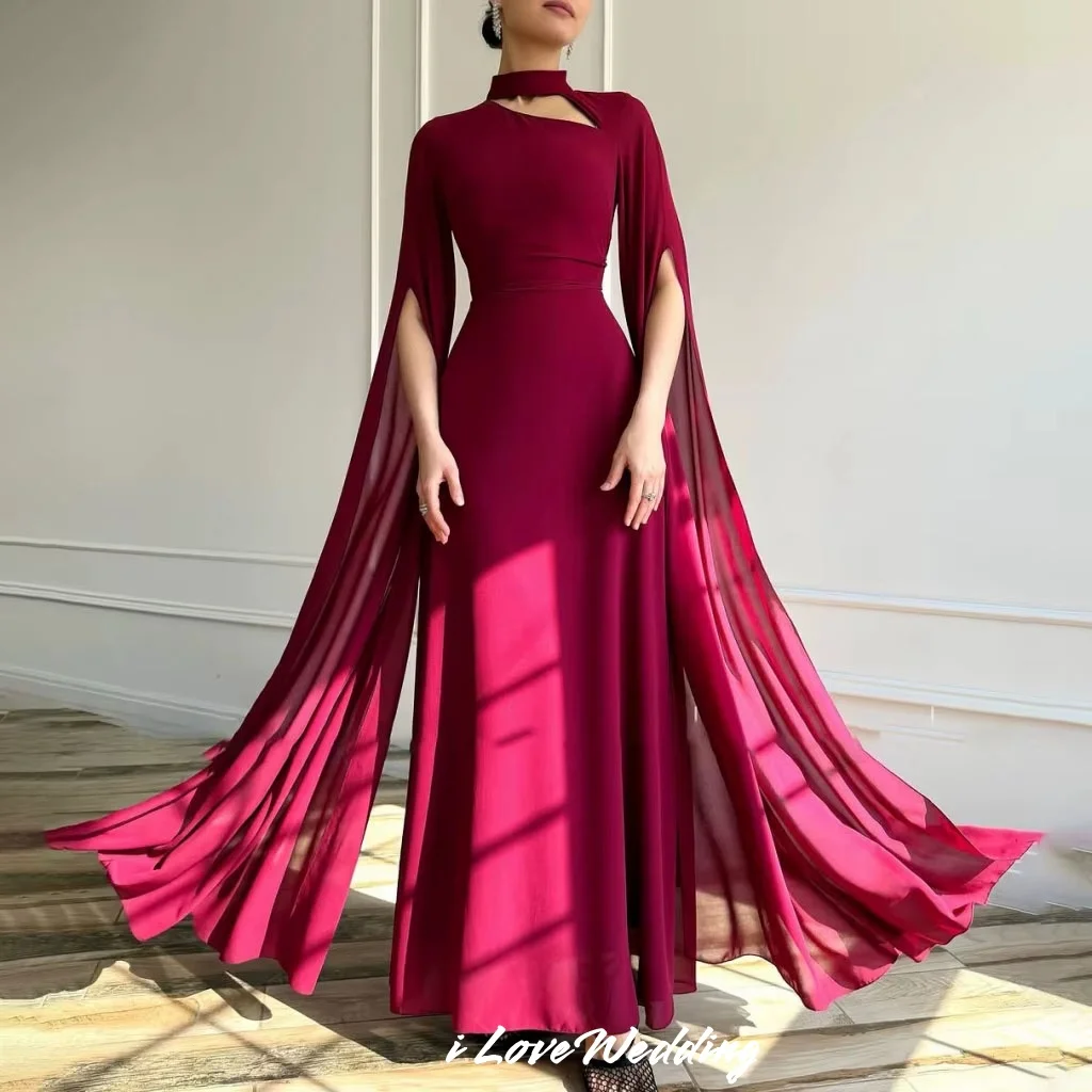 Burgundy High Neck Prom Dresses 2025 Chiffon Long Sleeve A Line Pleat Back Tie Floor-Length Wedding Party Dress Customized
Burgundy High Neck Prom Dresses 2025 Chiffon Long Sleeve A Line Pleat Back Tie Floor-Length Wedding Party Dress Customized