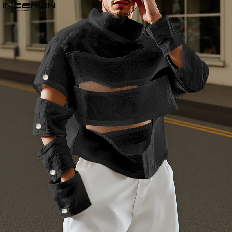 INCERUN Men Irregular T Shirts Solid Color Turtleneck Long Sleeve Hollow Out Men Clothing Streetwear 2025 Fashion Sexy Camisetas
INCERUN Men Irregular T Shirts Solid Color Turtleneck Long Sleeve Hollow Out Men Clothing Streetwear 2025 Fashion Sexy Camisetas