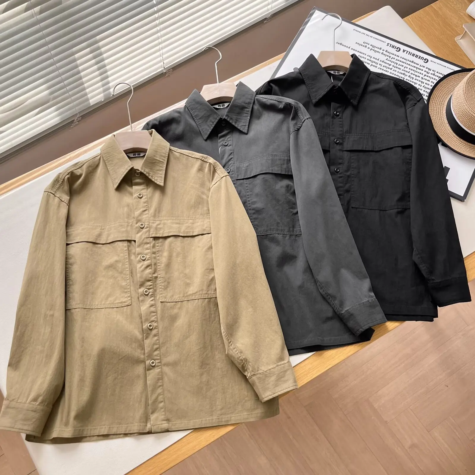 Loose Casual Long Sve Workwear irt Collaborative Sle Turn-down Collar Multi-ket Men's And Women's irt E480652
Loose Casual Long Sve Workwear irt Collaborative Sle Turn-down Collar Multi-ket Men's And Women's irt E480652