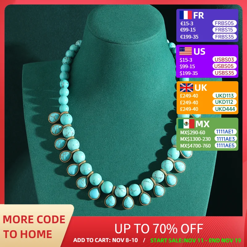 Bohemia Blue Natural Stone Water Drop Beads Chain Choker Necklace Vintage Jewelry for Woman Retro New in Boho Luxury Accessories
Bohemia Blue Natural Stone Water Drop Beads Chain Choker Necklace Vintage Jewelry for Woman Retro New in Boho Luxury Accessories