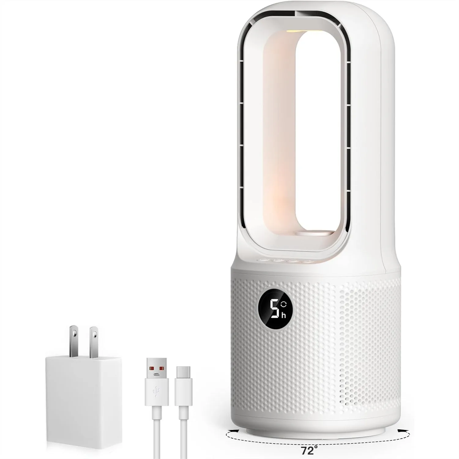 Bladeless Desk Fan Small Quiet, 5-Speed with Night Light, 72° Oscillation, 9-Hour Timer, Wired, for Bedroom Office Home
Bladeless Desk Fan Small Quiet, 5-Speed with Night Light, 72° Oscillation, 9-Hour Timer, Wired, for Bedroom Office Home