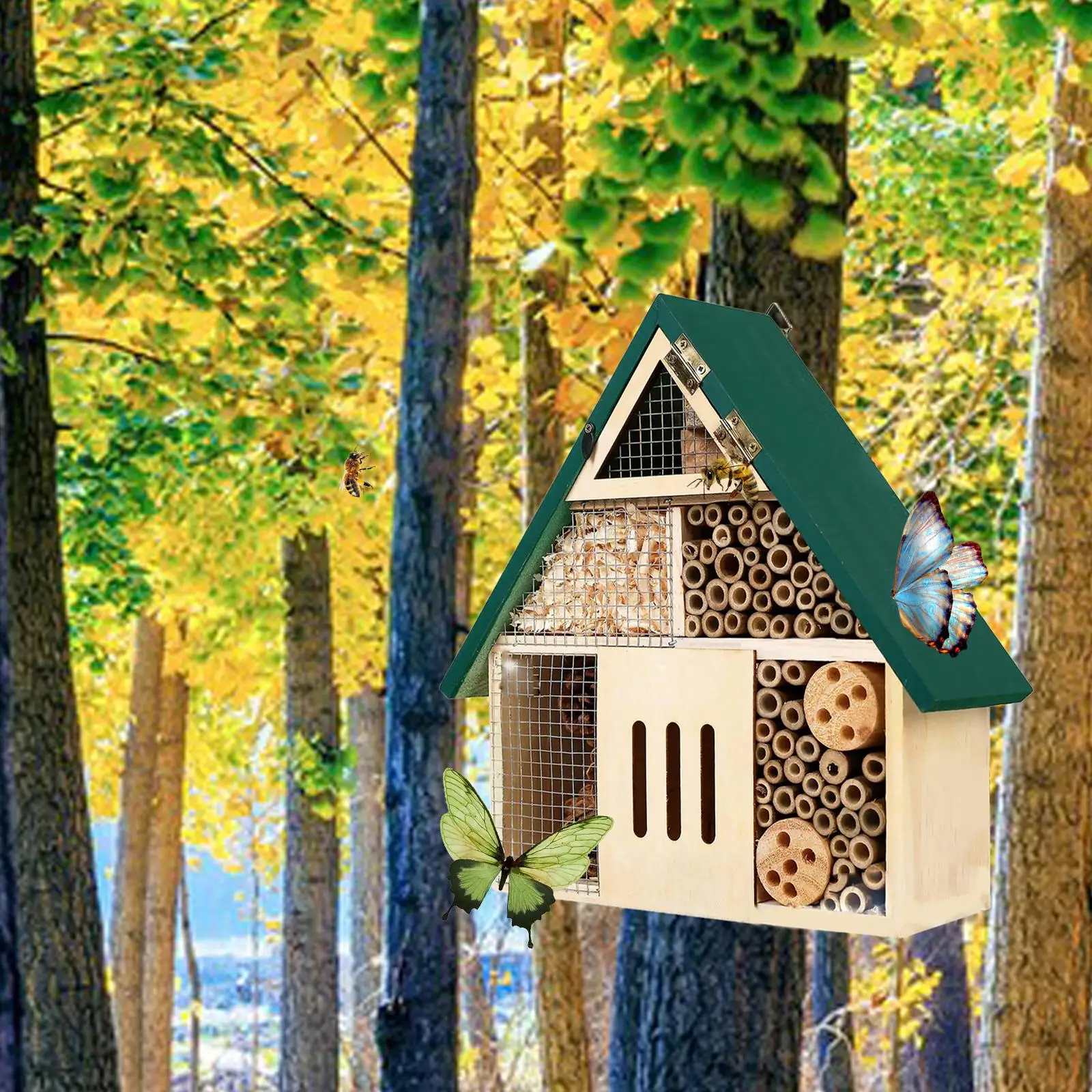 Bee House Hive Cave Gate Pollinating Bamboo Wooden Butterfly Hotel for Garden Supplies Tree Outdoor Backyard Fence
Bee House Hive Cave Gate Pollinating Bamboo Wooden Butterfly Hotel for Garden Supplies Tree Outdoor Backyard Fence