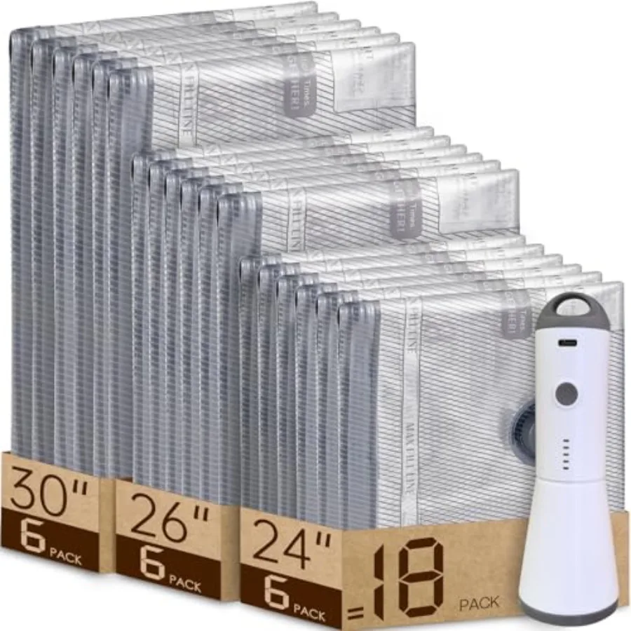 Vacuum Bags for Travel with Rechargeable air Pump, Carry-on Size Compression Packing Bags for Luggage and Suitcase, Space Saver
Vacuum Bags for Travel with Rechargeable air Pump, Carry-on Size Compression Packing Bags for Luggage and Suitcase, Space Saver