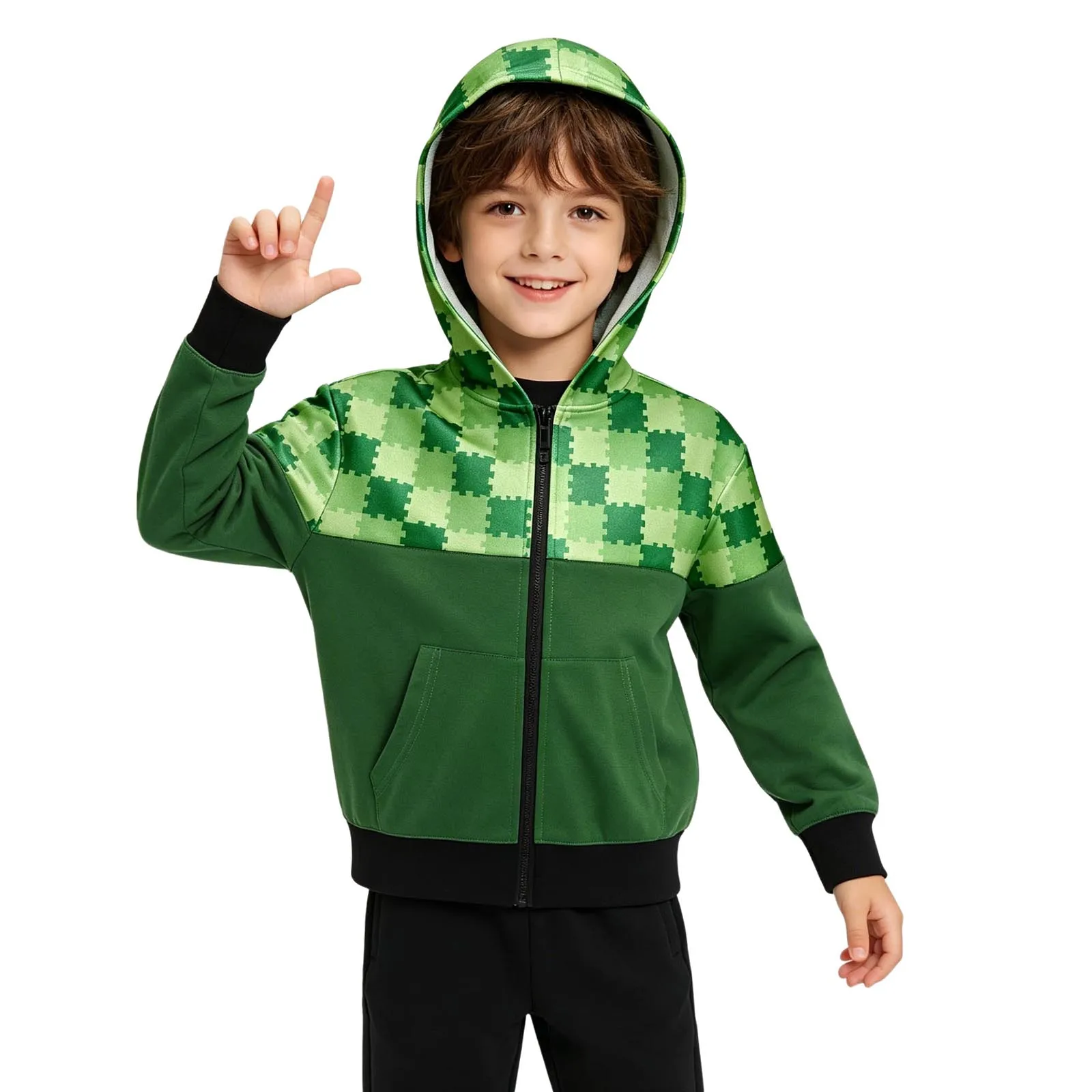 Kids Boys Zipper Front Plaid Hoodie Long Sleeve Hooded Jacket with Pockets for Cosplay Theme Party Sports Electronic Games
Kids Boys Zipper Front Plaid Hoodie Long Sleeve Hooded Jacket with Pockets for Cosplay Theme Party Sports Electronic Games