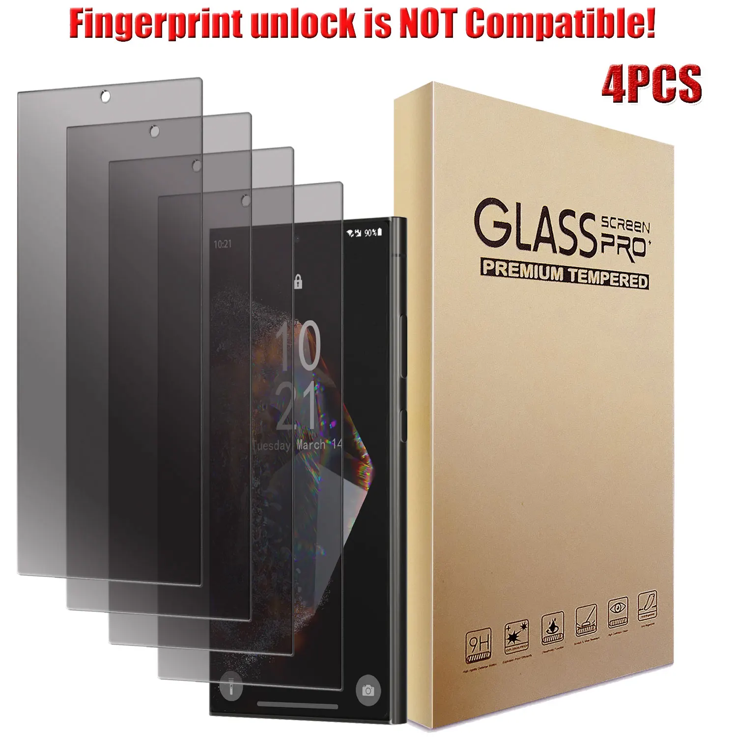 4-Pack For Samsung For Galaxy S24/S24 Plus/S24 Ultra/S24 FE Privacy Full Coverage Tempered Glass Anti-Scratch Screen Protector
4-Pack For Samsung For Galaxy S24/S24 Plus/S24 Ultra/S24 FE Privacy Full Coverage Tempered Glass Anti-Scratch Screen Protector