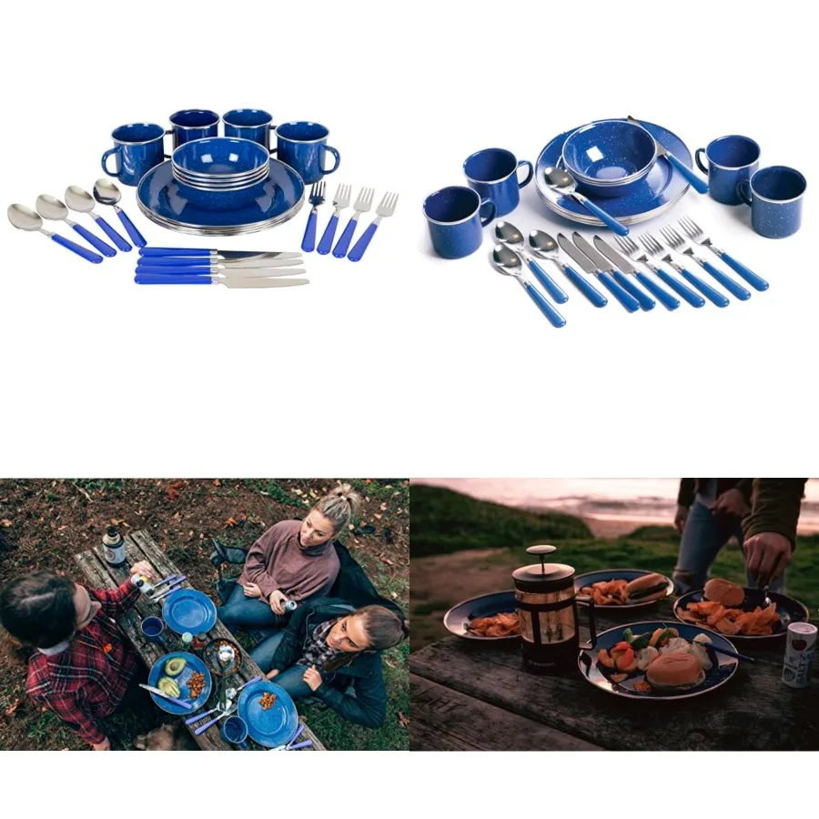 Deluxe 24-Piece Enamel Tableware Set - Enamel Plates and Bowls Lightweight and Durable Camp Dish Set for Camping and Backpackin
Deluxe 24-Piece Enamel Tableware Set - Enamel Plates and Bowls Lightweight and Durable Camp Dish Set for Camping and Backpackin