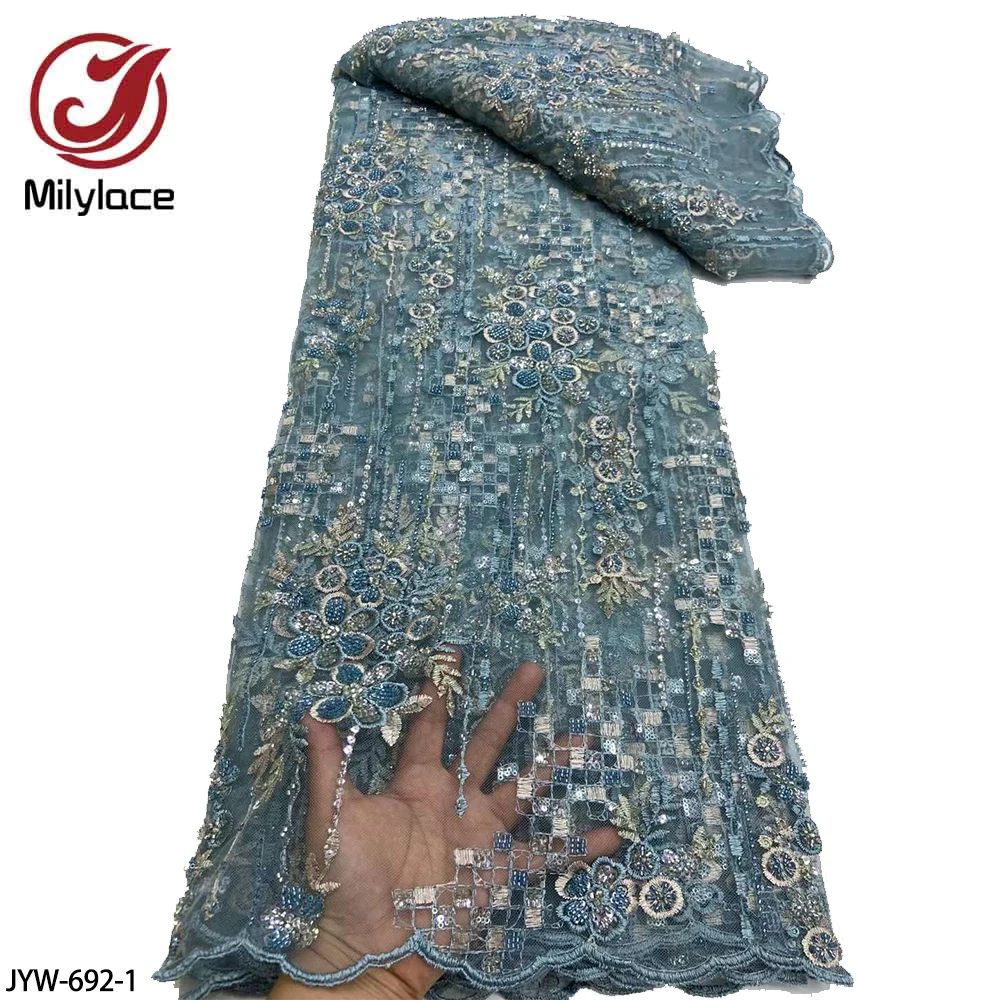 High Quality French Beaded Mesh Embroidery Sequins Lace Fabric African Lace Fabric for Wedding Dress Sewing 5Yards JYW-692
High Quality French Beaded Mesh Embroidery Sequins Lace Fabric African Lace Fabric for Wedding Dress Sewing 5Yards JYW-692