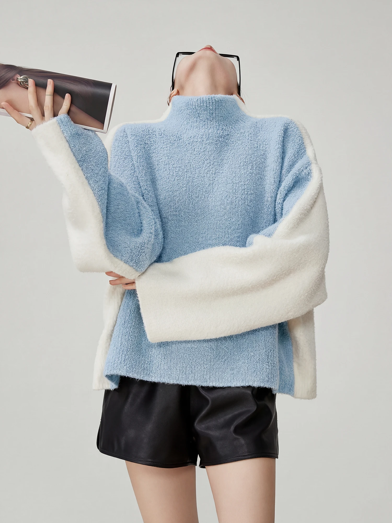 Loose Women's Knitted Sweater High Collar Thiened Soft Warm Winter Faion Korean Sle Polyester Fiber mid Thin
Loose Women's Knitted Sweater High Collar Thiened Soft Warm Winter Faion Korean Sle Polyester Fiber mid Thin