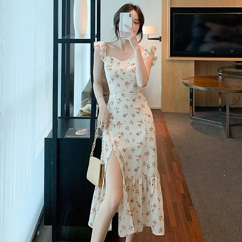 Summer Flower Print Dress for Women High Split Elegant Long Dresses French Sweet Backless Beach Vestido Y2k Elegant Robe Платье
Summer Flower Print Dress for Women High Split Elegant Long Dresses French Sweet Backless Beach Vestido Y2k Elegant Robe Платье