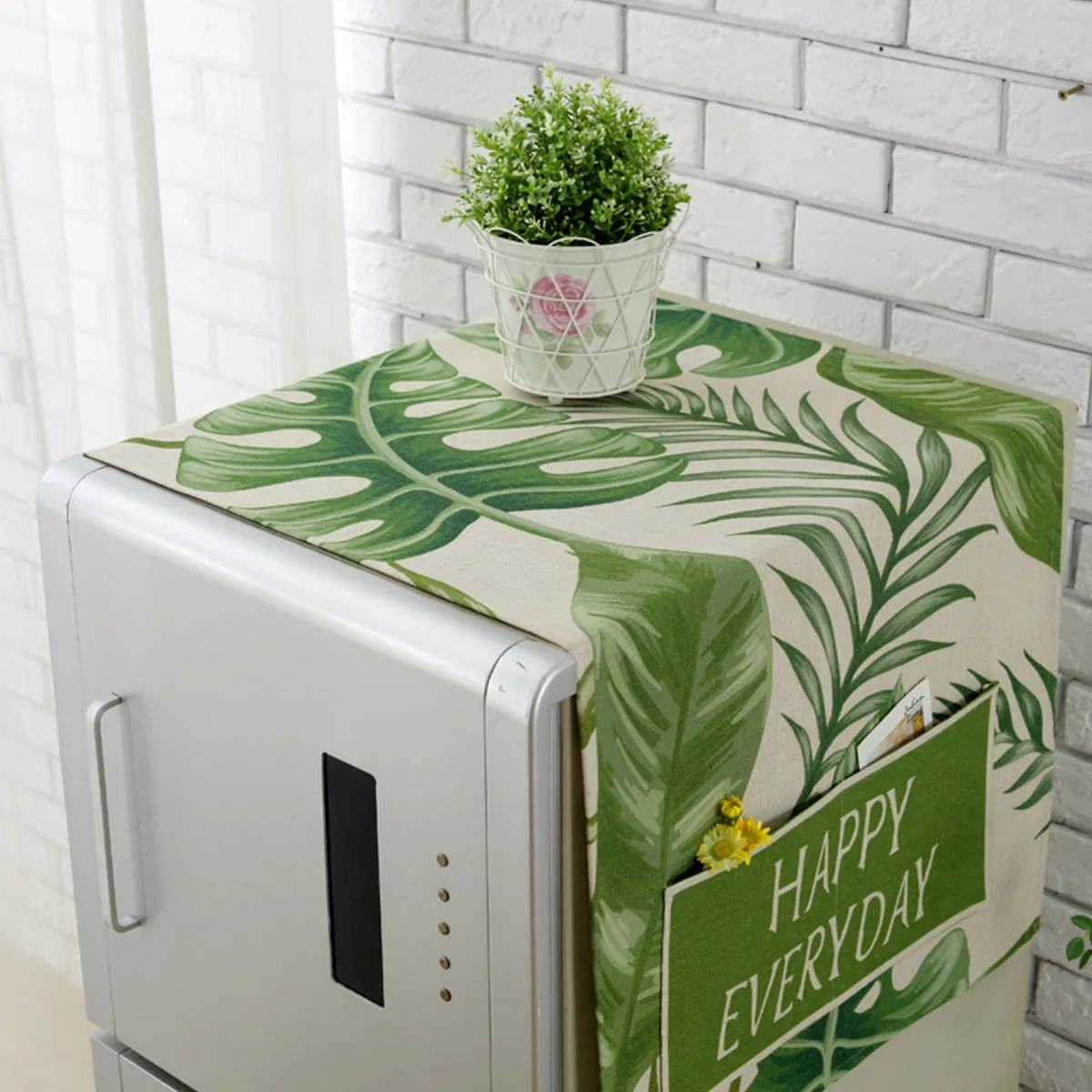 Cotton Linen Refrigerator Cover Dustproof Decorative Fridge Cover with 2 Large Side Pockets for Kitchen Living Room 140x55cm
Cotton Linen Refrigerator Cover Dustproof Decorative Fridge Cover with 2 Large Side Pockets for Kitchen Living Room 140x55cm