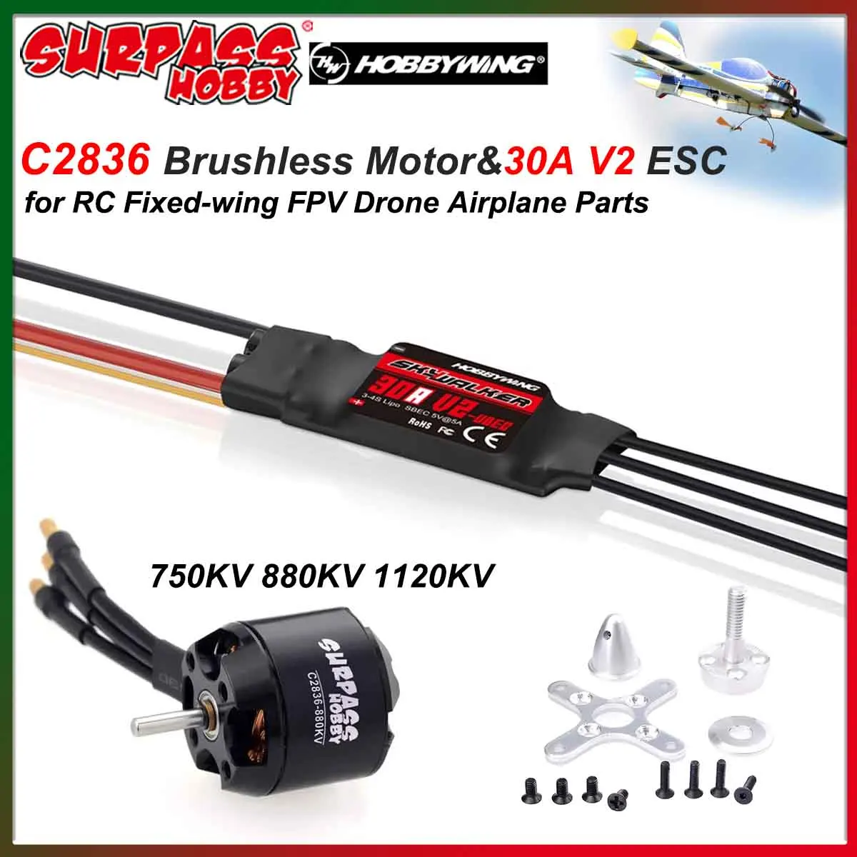 Бесщеточный двигатель Surpass Hobby C2836 с Skywalker V2 30A ESC 750KV 880KV 1120KV для RC FPV Drone Quadcopter DIY Part
Бесщеточный двигатель Surpass Hobby C2836 с Skywalker V2 30A ESC 750KV 880KV 1120KV для RC FPV Drone Quadcopter DIY Part