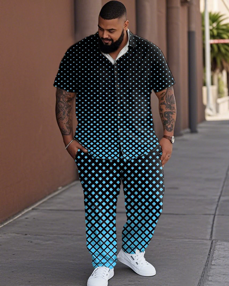 S-9XL Men's Plus Size Geometric Gradient Print Short Sleeve Shirt & Pants 2-Piece Set Casual Loose Fit Summer
S-9XL Men's Plus Size Geometric Gradient Print Short Sleeve Shirt & Pants 2-Piece Set Casual Loose Fit Summer