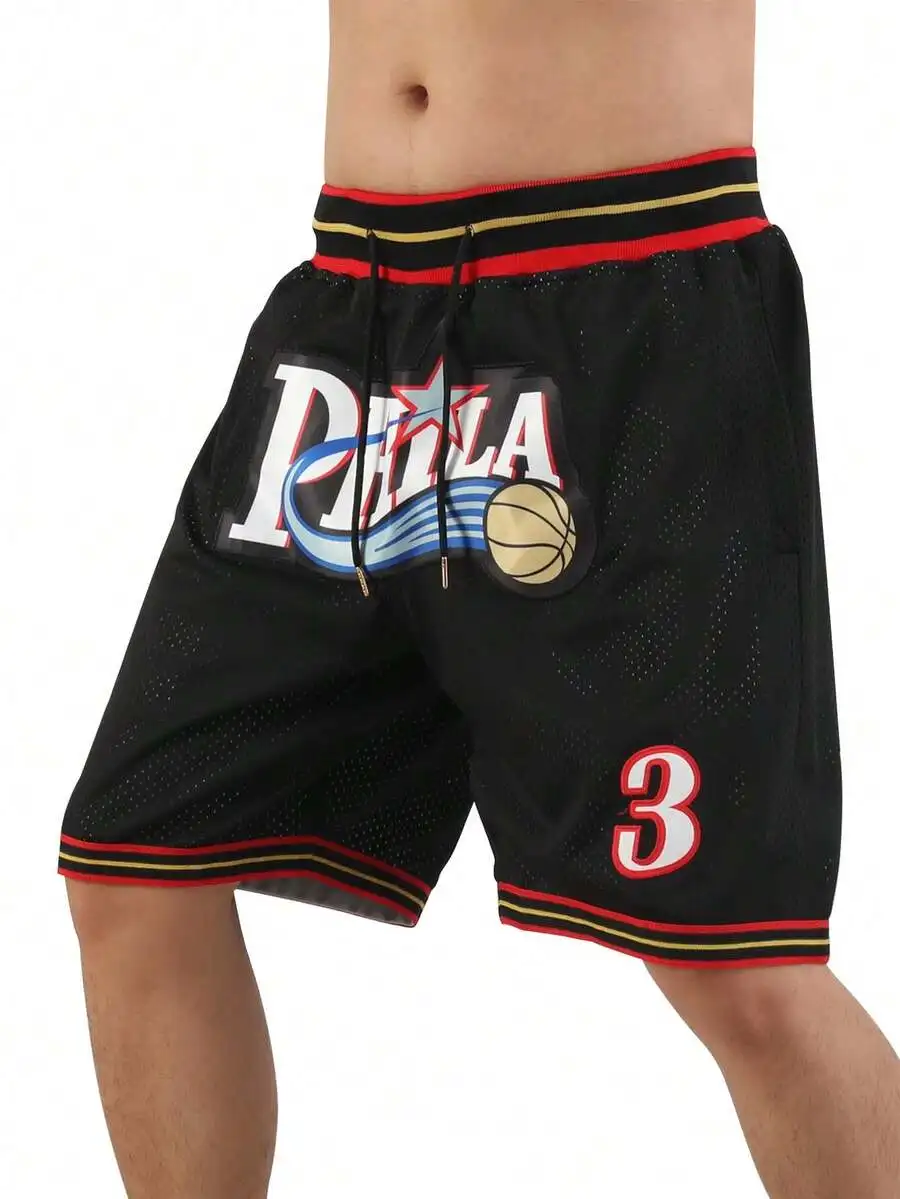 Mens Basketball Shorts Black Vintage Mesh Embroidered Zipper Pockets Sports Shorts Spring
Mens Basketball Shorts Black Vintage Mesh Embroidered Zipper Pockets Sports Shorts Spring