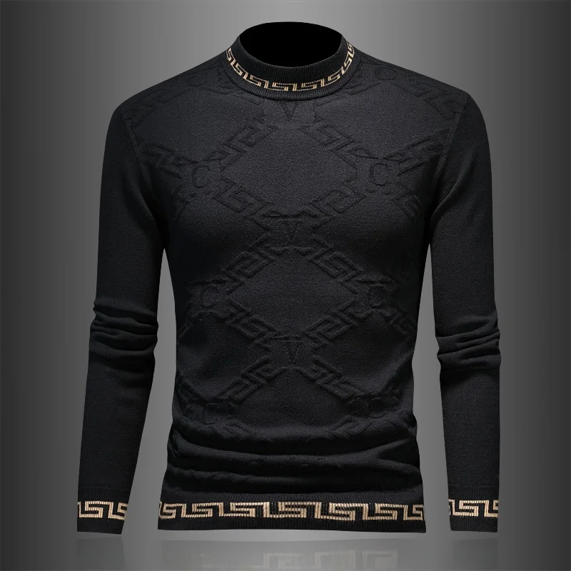 Мужской зимний вязаный шерстяной свитер с высоким воротником, утепленный, модный брендовый, из смесовой шерстяной пряжи
Мужской зимний вязаный шерстяной свитер с высоким воротником, утепленный, модный брендовый, из смесовой шерстяной пряжи