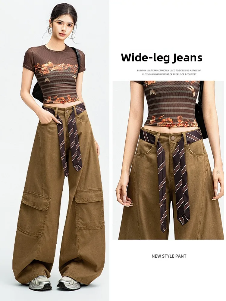 Khaki Workwear Wide Leg Jeans Women's Summer New Loose Slimming Versatile Knife Pants Natural Waist Denim Cotton Polyester Blend
Khaki Workwear Wide Leg Jeans Women's Summer New Loose Slimming Versatile Knife Pants Natural Waist Denim Cotton Polyester Blend