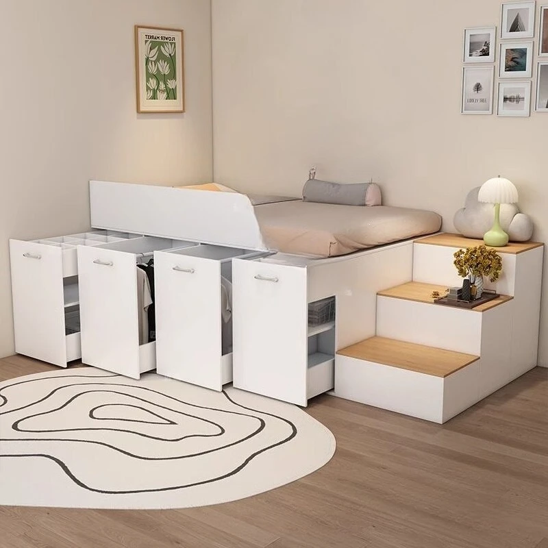 Small apartment high box bed space saving bed table integrated set combination bedroom half high bed multi-functional bed torage
Small apartment high box bed space saving bed table integrated set combination bedroom half high bed multi-functional bed torage