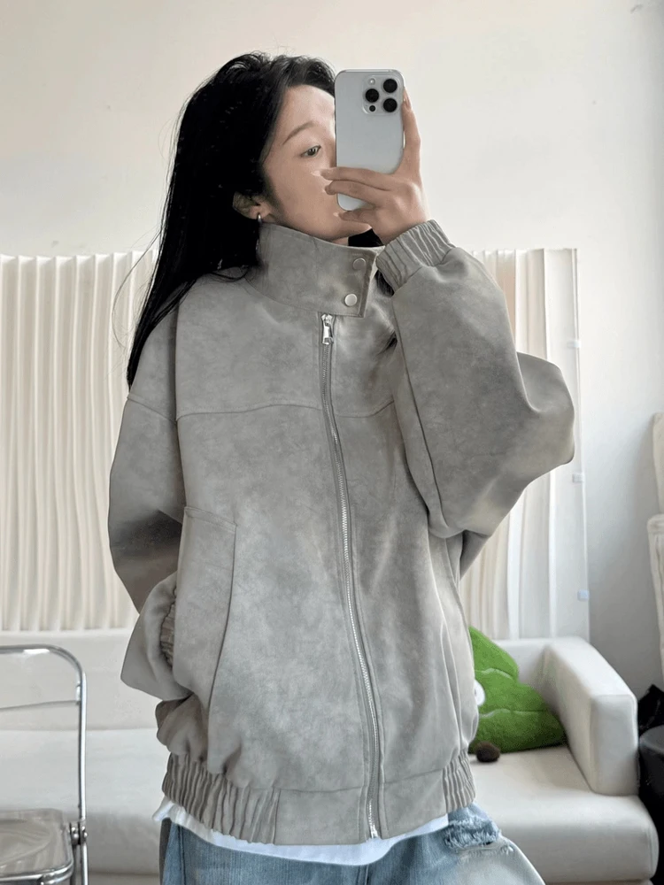 Tie-Dye PU Leather Jaet Stand Collar ort Wide Men's Outerwear Autumn American Sle Loose High-End ort Baseball Coat
Tie-Dye PU Leather Jaet Stand Collar ort Wide Men's Outerwear Autumn American Sle Loose High-End ort Baseball Coat