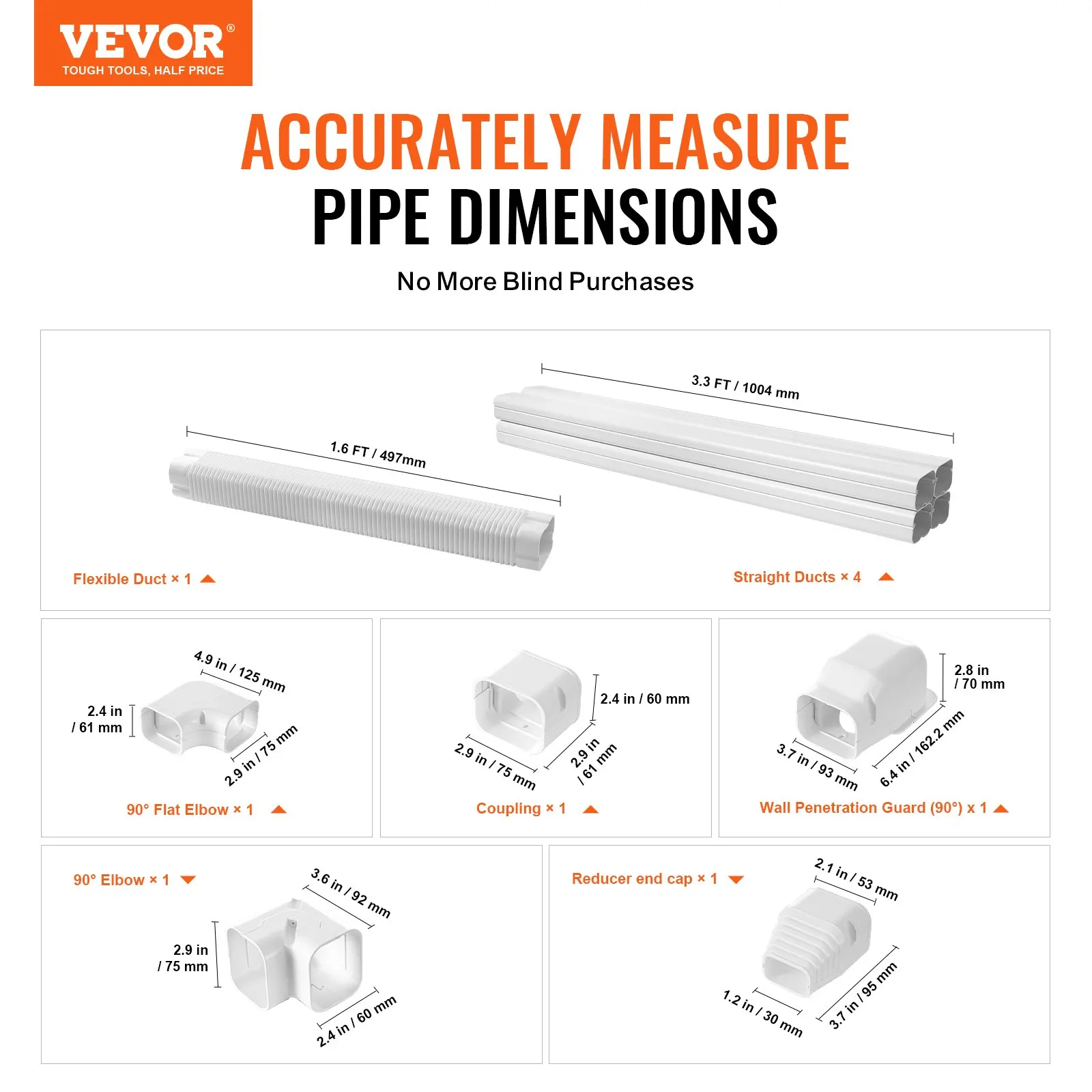 Mini Split Line Set Cover 3-inch W 15.8Ft L, PVC Decorative Pipe Line Cover For Air Conditioner With 4 Straight Ducts & Full Components Easy To Install, Paintable For Heat Pumps, White
Mini Split Line Set Cover 3-inch W 15.8Ft L, PVC Decorative Pipe Line Cover For Air Conditioner With 4 Straight Ducts & Full Components Easy To Install, Paintable For Heat Pumps, White