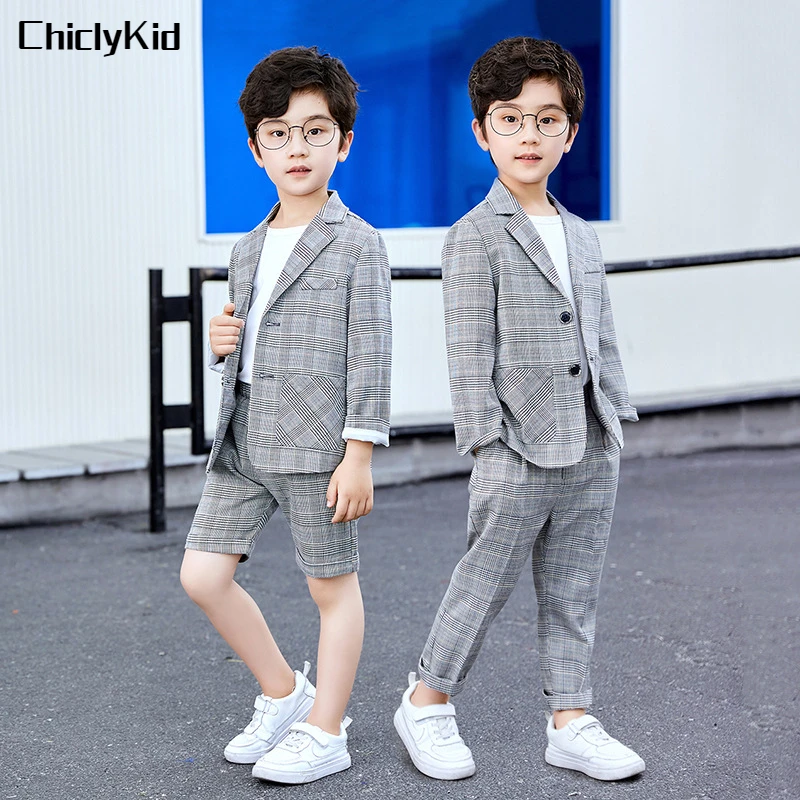 Boys Summer Suit Jacket Shorts Formal Dress Kids Plaid Blazer Trousers Wedding Clothes Set Child Uniform Tuxedos Toddler Costume
Boys Summer Suit Jacket Shorts Formal Dress Kids Plaid Blazer Trousers Wedding Clothes Set Child Uniform Tuxedos Toddler Costume