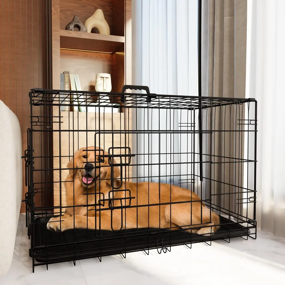 Dog Crate, 48 Inch Large Dog Cage with Divider and Plastic Leak-Proof Pan Tray, Double Door Folding Metal Wire Cage for Indoor,
Dog Crate, 48 Inch Large Dog Cage with Divider and Plastic Leak-Proof Pan Tray, Double Door Folding Metal Wire Cage for Indoor,
