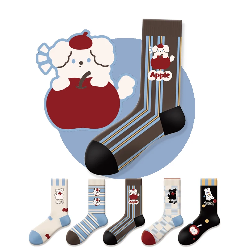 Fashion Cotton Socks for Women Teenagers Girls Original Cartoon Pattern Apples and Dogs Stocking Mid-Calf Length Socks
Fashion Cotton Socks for Women Teenagers Girls Original Cartoon Pattern Apples and Dogs Stocking Mid-Calf Length Socks