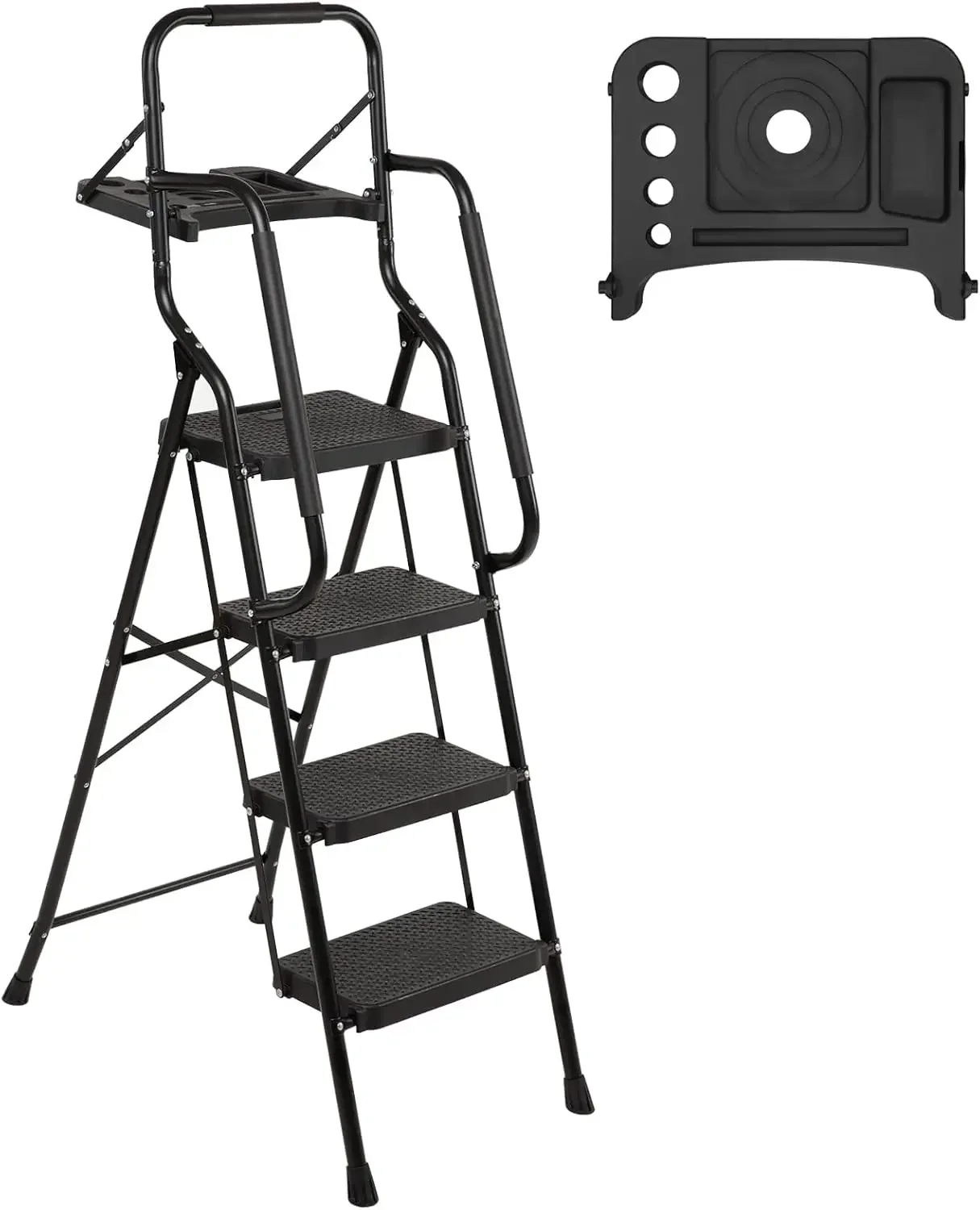 4 Step Ladder with Handrails Folding Step Stool with Tool Plateform, 330 lb Capacity Step Stools for Adults Portable Ladder for
4 Step Ladder with Handrails Folding Step Stool with Tool Plateform, 330 lb Capacity Step Stools for Adults Portable Ladder for