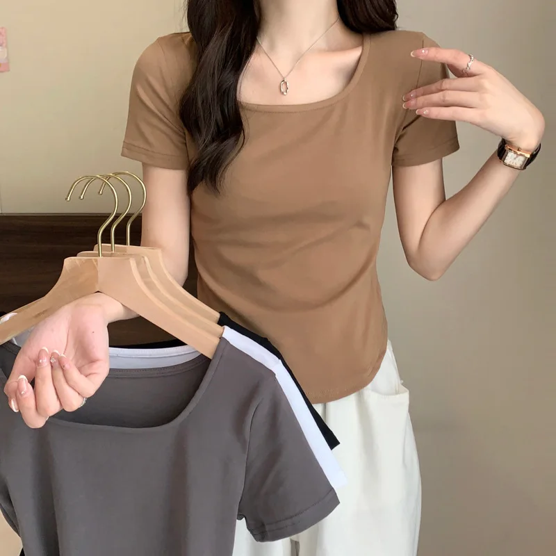 Summer New Short Sleeved T-Shirt For Women, Niche Design, Slim Fit And Slimming, U-Neck Top, Factory Direct Sales
Summer New Short Sleeved T-Shirt For Women, Niche Design, Slim Fit And Slimming, U-Neck Top, Factory Direct Sales