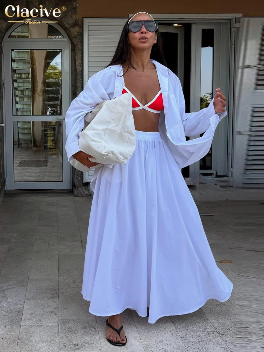 Clacive Fashion Loose White 2 Piece Set Women 2025 Elegant Long Sleeve Shirt With High Waist Maxi Skirt Set Female Streetwear
Clacive Fashion Loose White 2 Piece Set Women 2025 Elegant Long Sleeve Shirt With High Waist Maxi Skirt Set Female Streetwear