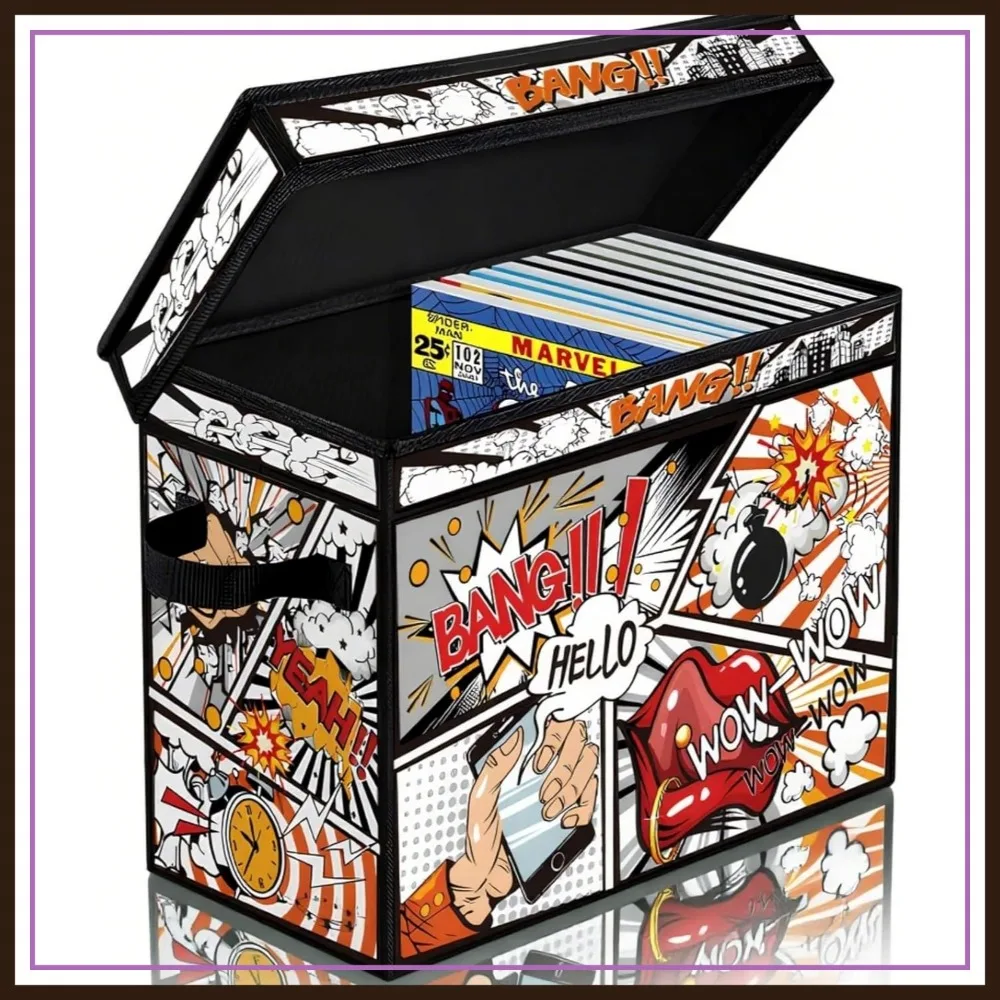 Large Comic Book Storage Box, 15.3" x 7.8" x 11.8", Oxford Fabric Organizer with Lid & Handles for Books, Magazines, Collections
Large Comic Book Storage Box, 15.3" x 7.8" x 11.8", Oxford Fabric Organizer with Lid & Handles for Books, Magazines, Collections