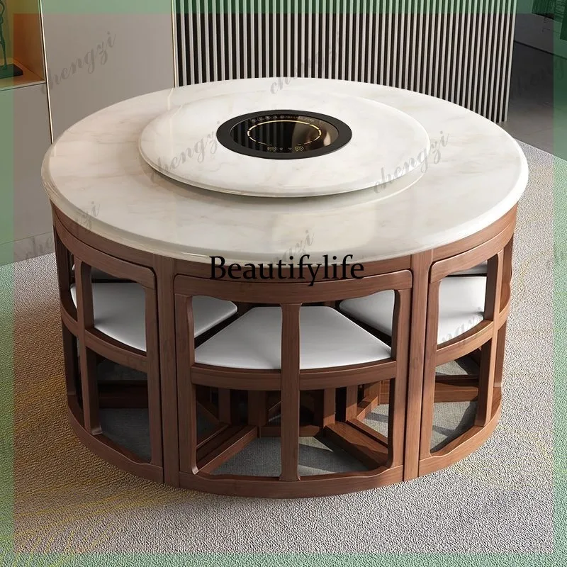 Marble dining table and chair combination, modern minimalist extendable home dining table, small apartment furniture, solid wood
Marble dining table and chair combination, modern minimalist extendable home dining table, small apartment furniture, solid wood