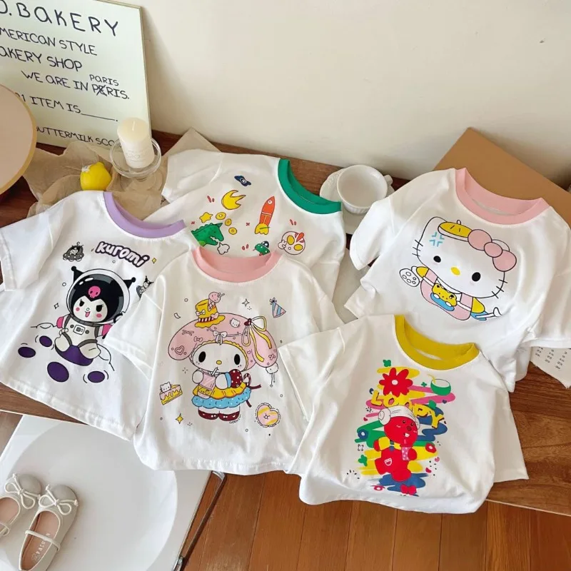 Hello Kitty Kuromi Anime Kawaii Sanrio Cinnamoroll Cotton Short Sleeved Baby Clothes Cute My Melody Printed Top Shirt Gifts
Hello Kitty Kuromi Anime Kawaii Sanrio Cinnamoroll Cotton Short Sleeved Baby Clothes Cute My Melody Printed Top Shirt Gifts