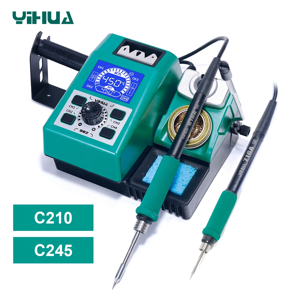 Паяльная станция YIHUA 982, C210 C245, прецизионная сварочная паяльная станция с двойной ручкой для ремонта печатной платы телефона, паяльник, инструмент
Паяльная станция YIHUA 982, C210 C245, прецизионная сварочная паяльная станция с двойной ручкой для ремонта печатной платы телефона, паяльник, инструмент