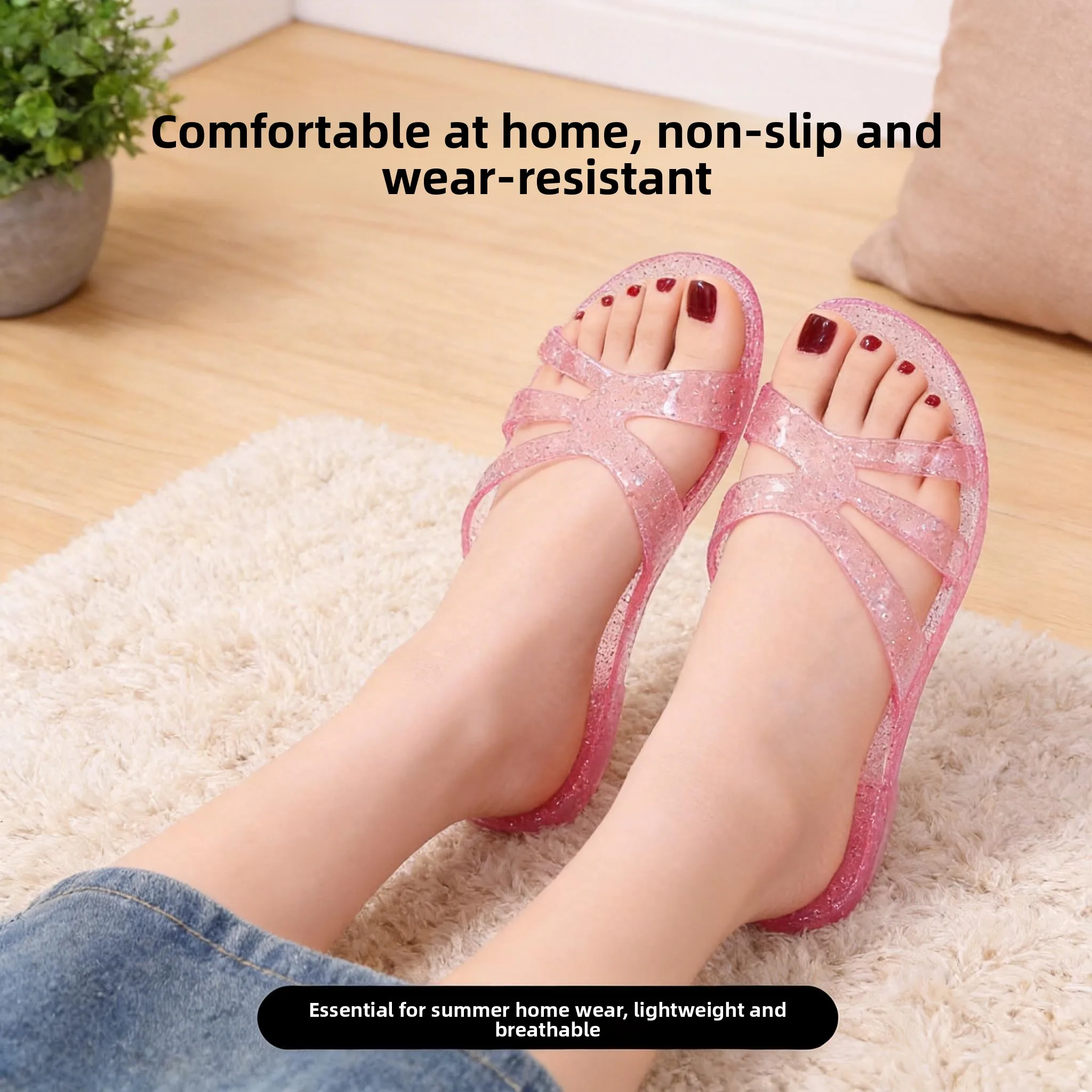 Summer Plastic Mid-Heel Sandals Women's Transparent Slip-On Bathroom Anti-Slip Thick Bottom Outdoor Beachwear Durable Slippers
Summer Plastic Mid-Heel Sandals Women's Transparent Slip-On Bathroom Anti-Slip Thick Bottom Outdoor Beachwear Durable Slippers