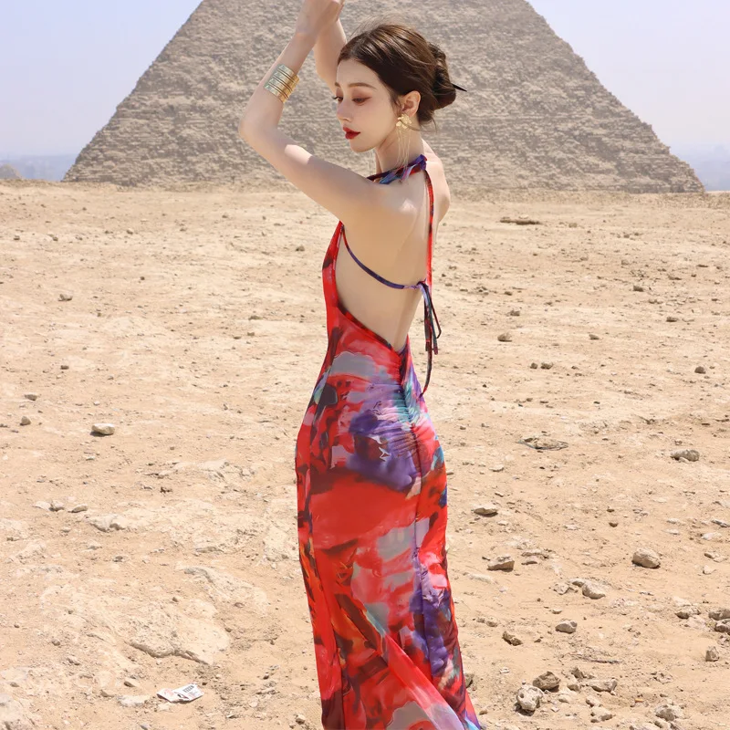 Dresses Style Sexy Perspective Printed Blouse Big Halter Neck Dress Women's Summer Seaside Beach Dress
Dresses Style Sexy Perspective Printed Blouse Big Halter Neck Dress Women's Summer Seaside Beach Dress