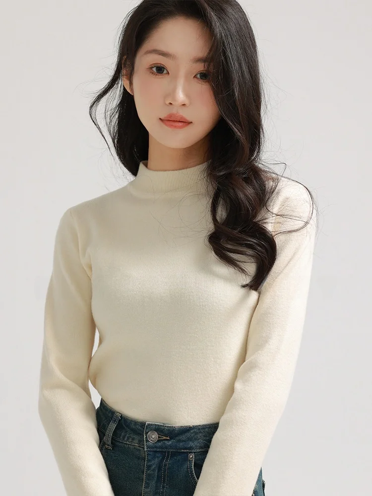 Sleepy Rabbit 20W Beige Half High Collar Long Sleeve Knitted Shirt Women Slim Fit Autumn New Style Commute Simple Style
Sleepy Rabbit 20W Beige Half High Collar Long Sleeve Knitted Shirt Women Slim Fit Autumn New Style Commute Simple Style